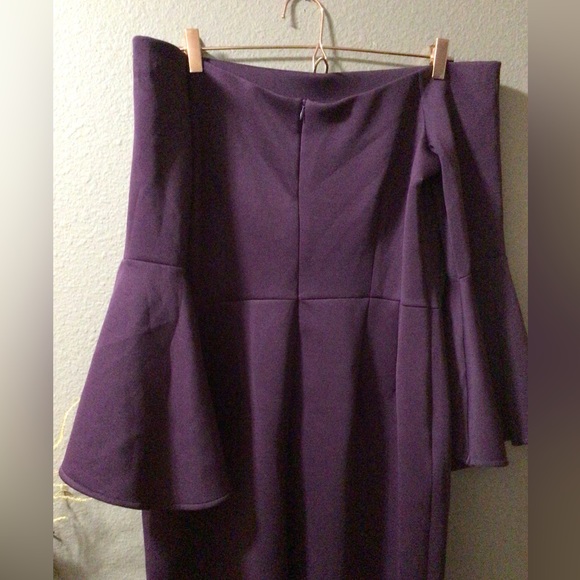 NEWT ELOQUII PLUM SCUBA DRESS SIZE 16 FLARE BELL SLEEVES ( plus size ) - Picture 7 of 15